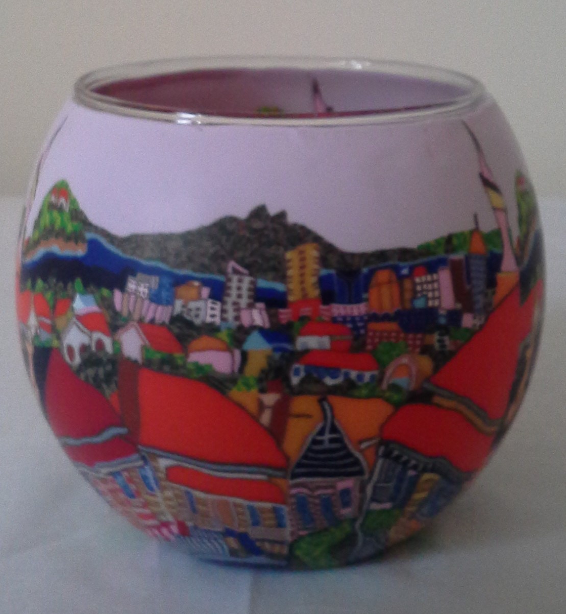 Thumbnail for  Glowing Glass Candle Holder Auckland Skyline City of Sails Gift Boxed