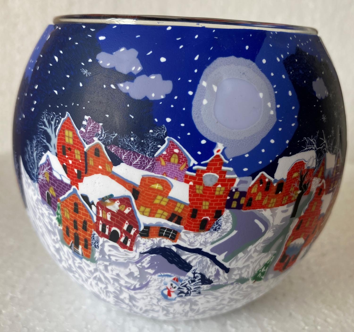 Thumbnail for  Glowing Glass Candle Holder Wintertime Town Gift Box