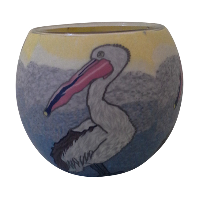 Thumbnail for  Glowing Glass Candle Holder Pelican Glass Illuminated once lit by tealight Gift Boxed