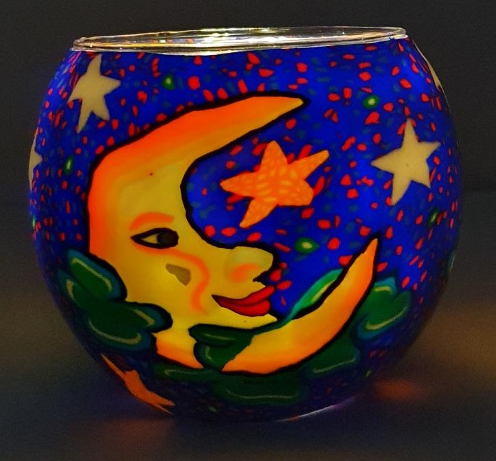 Thumbnail for  Glowing Glass  Candle Holder 11cm Moon Gift Boxed