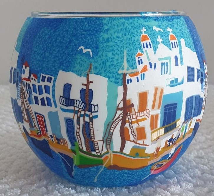 Thumbnail for  Candle Holder Glowing Glass   Greece Island Dreams Gift Boxed