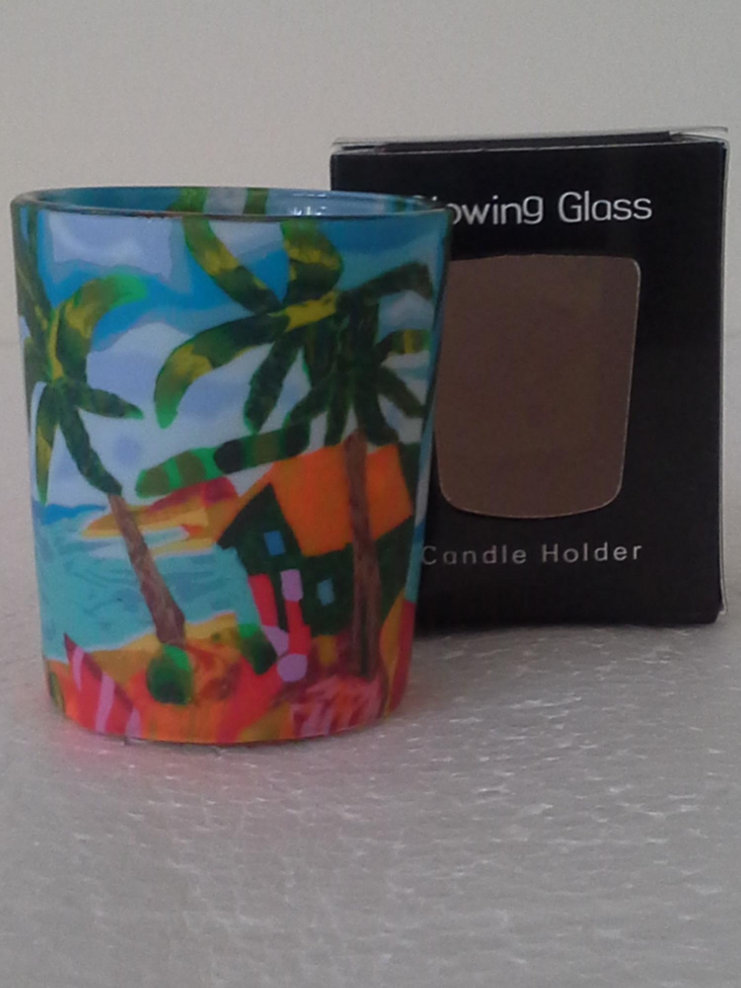 Thumbnail for Tealight Holder Glass Votive Tropical Beach Hide Away Gift Boxed