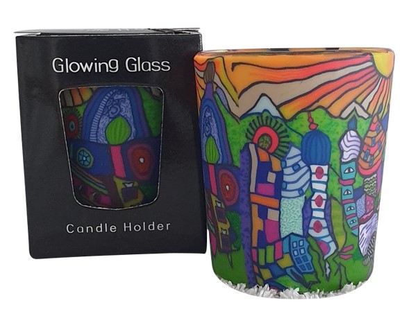 Thumbnail for Tealight Holder Glass Votive City Abstract Gift Boxed