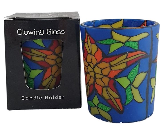 Thumbnail for Tealight Holder Glass Votive Stained Star Mosic Gift Boxed